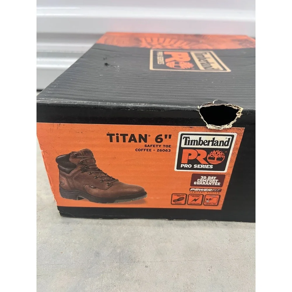 Timberland Pro Titan Work Boots Men US 8.5 Dark Brown Leather Lace Up Waterproof